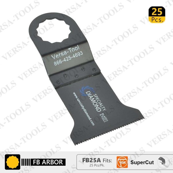 Versa Tool 45mm Wood / Plastic Multi-Tool Saw Blades, Fits Fein Supercut Oscillating Tools, PK 25 FB25A